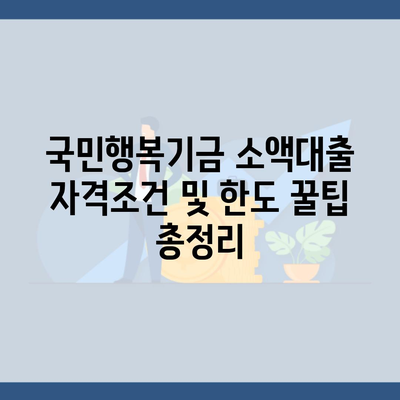 국민행복기금 소액대출 자격조건 및 한도 꿀팁 총정리