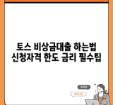 토스 비상금대출 하는법 신청자격 한도 금리 필수팁