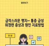 급작스러운 명치~ 통증 급성 위경련 증상과 원인 치료방법