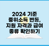 2024 기준 중위소득 변동, 지원 자격과 급여 종류 확인하기