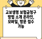 교보생명 보험금청구 방법 소개 온라인, 모바일, 방문 접수 가능