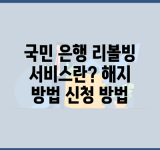 국민 은행 리볼빙 서비스란? 해지 방법 신청 방법