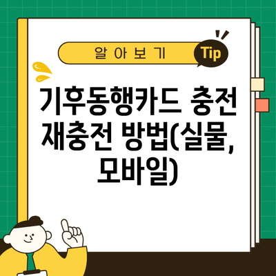 기후동행카드 충전 재충전 방법(실물, 모바일)