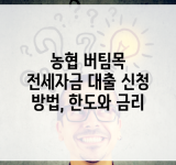 농협 버팀목 전세자금 대출 신청 방법, 한도와 금리