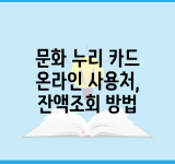 문화 누리 카드 온라인 사용처, 잔액조회 방법