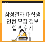 삼성전자 대학생 인턴 모집 정보 합격 후기