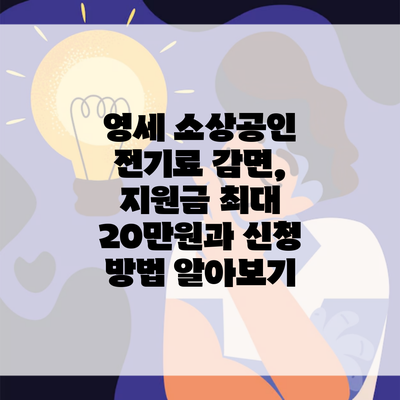 영세 소상공인 전기료 감면, 지원금 최대 20만원과 신청 방법 알아보기