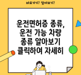 운전면허증 종류, 운전 가능 차량 종류 알아보기 클릭하여 자세히