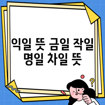 익일 뜻 금일 작일 명일 차일 뜻