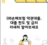 DB손해보험 약관대출, 대출 한도 및 금리 자세히 알아보세요