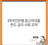 KB국민은행 중고차대출 한도 금리 서류 요약