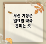 부산 기장군 일요일 약국 문여는 곳