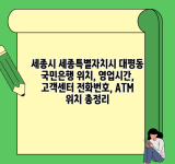 세종시 세종특별자치시 대평동 국민은행 위치, 영업시간, 고객센터 전화번호, ATM 위치 총정리