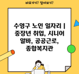 수영구 노인 일자리 | 중장년 취업, 시니어 알바, 공공근로, 종합복지관