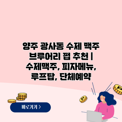 양주 광사동 수제 맥주 브루어리 펍 추천 | 수제맥주, 피자메뉴, 루프탑, 단체예약