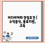 이디야커피 창업조건 | 수익분석, 물류지원, 교육