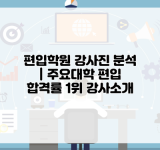 편입학원 강사진 분석 | 주요대학 편입 합격률 1위 강사소개