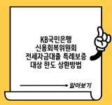 KB국민은행 신용회복위원회 전세자금대출 특례보증 대상 한도 상환방법