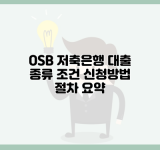 OSB 저축은행 대출 종류 조건 신청방법 절차 요약