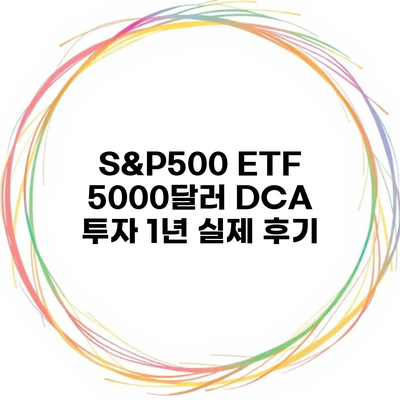 S&P500 ETF 5000달러 DCA 투자 1년 실제 후기