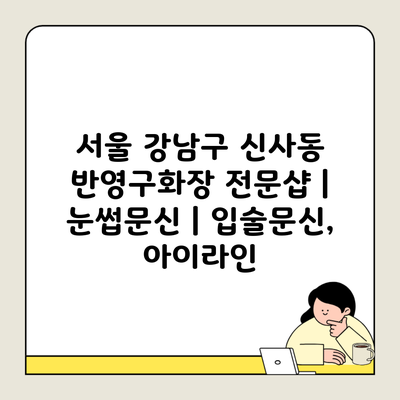 서울 강남구 신사동 반영구화장 전문샵 | 눈썹문신 | 입술문신, 아이라인