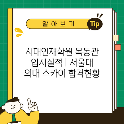 시대인재학원 목동관 입시실적 | 서울대 의대 스카이 합격현황