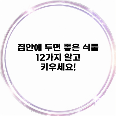 집안에 두면 좋은 식물 12가지 알고 키우세요!