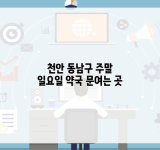 천안 동남구 주말 일요일 약국 문여는 곳