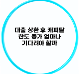 대출 상환 후 캐피탈 한도 증가 얼마나 기다려야 할까