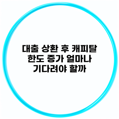 대출 상환 후 캐피탈 한도 증가 얼마나 기다려야 할까