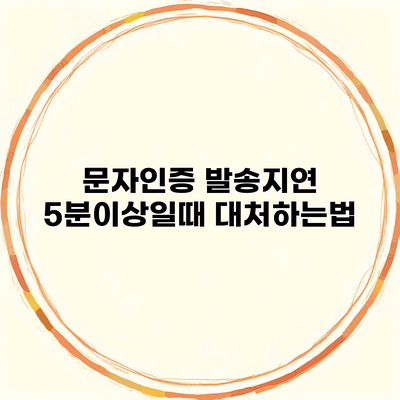 문자인증 발송지연 5분이상일때 대처하는법