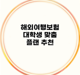 해외여행보험 대학생 맞춤 플랜 추천