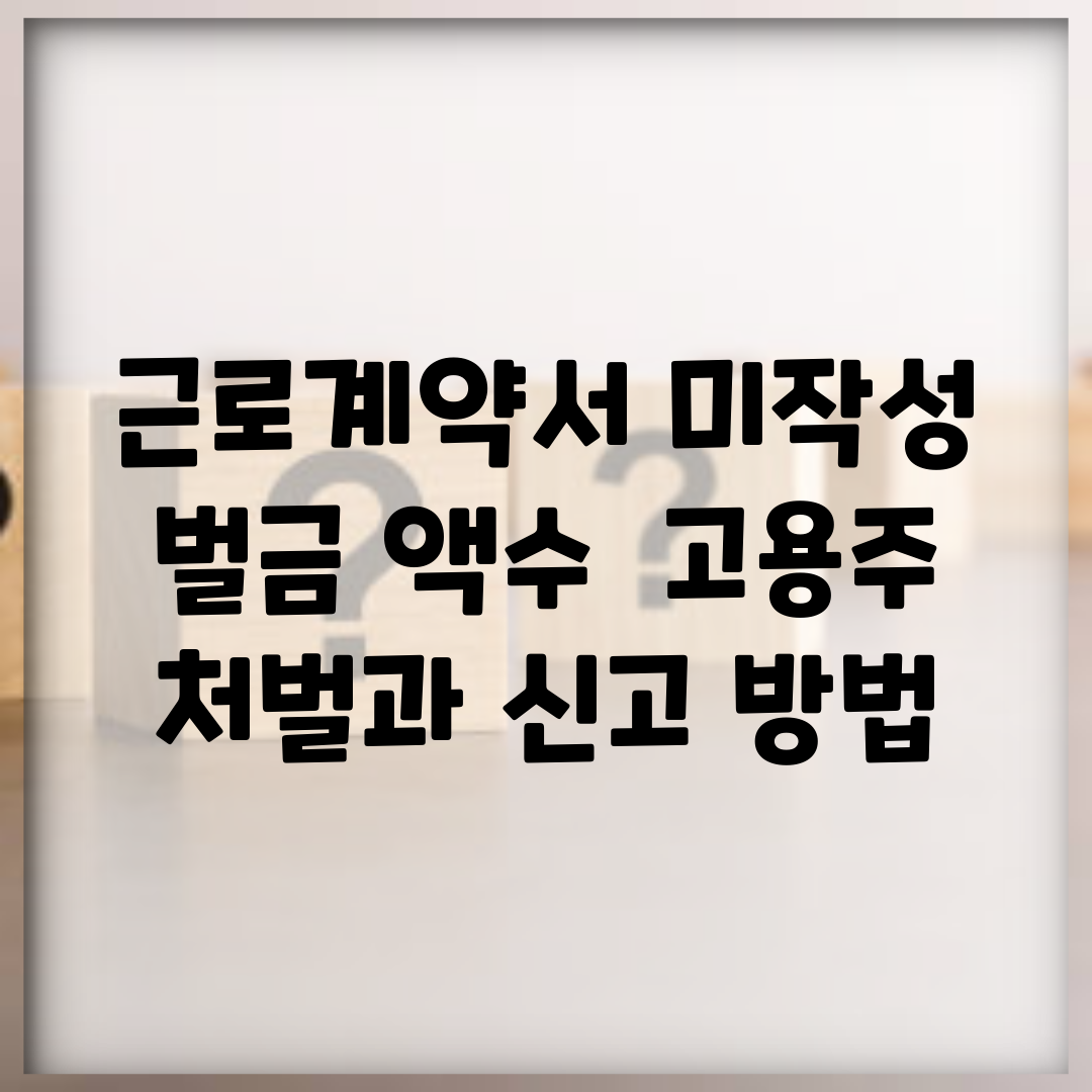 근로계약서 미작성 벌금 액수 | 고용주 처벌과 신고 방법