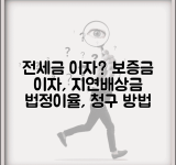 전세보증금 받을 때 이자도 함께 받을 수 있나요 | 보증금 이자 | 지연배상금 | 법정이율 | 청구 방법 | 계산