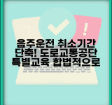 음주운전 면허취소 기간 단축 교육 | 도로교통공단 특별 교육으로 취소 기간 줄이는 합법적 방법