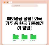 송금받기 해외 거주자 활용 | 외국 거주 중 한국 가족에게 송금 받는 최적 방법