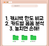 캐시백 한도 확인 | 카드별 캐시백 한도 완벽비교