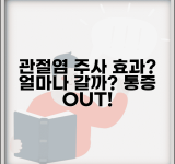 관절염 주사 맞으면 얼마나 효과 있나요 | 관절염 치료 | 주사 효과 | 지속기간