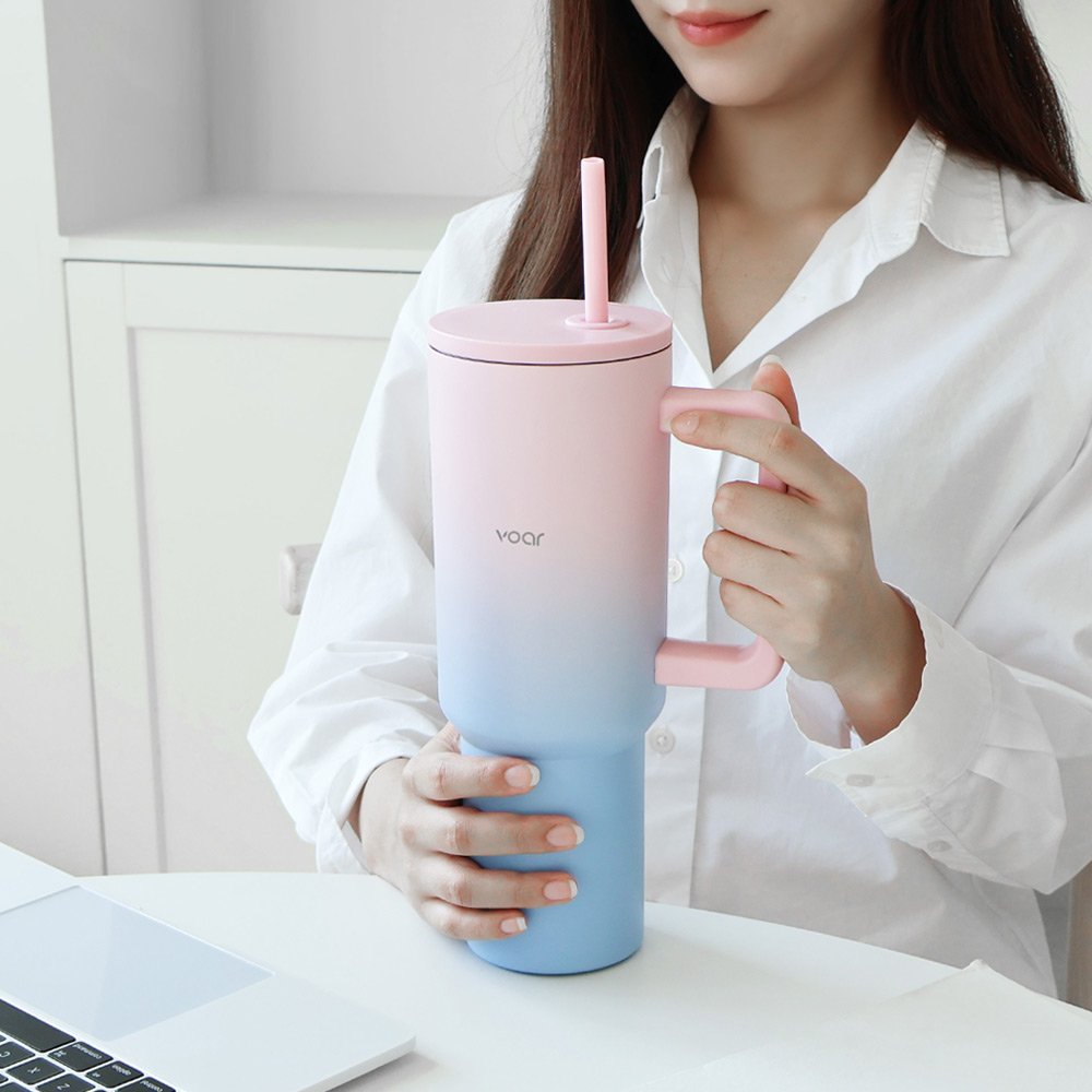 보아르 투웨이 텀블러 1.18L 대용량 손잡이 스텐 보온 보냉 차량용 대형 2종 빨대구성 상세 이미지 1